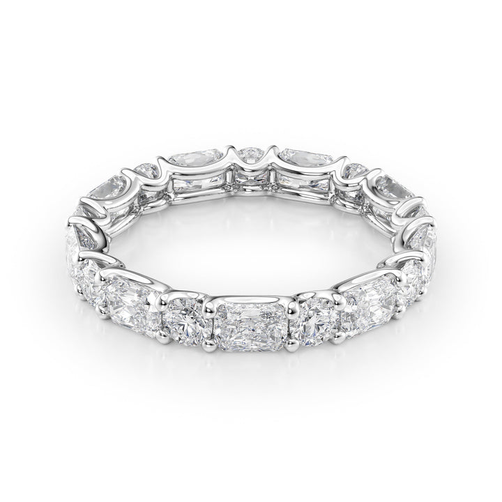 2.8ct Alternating Radiant and Round U Prong Eternity Eternity Rings 14K White Radiant Lab Diamonds#material_14k-white