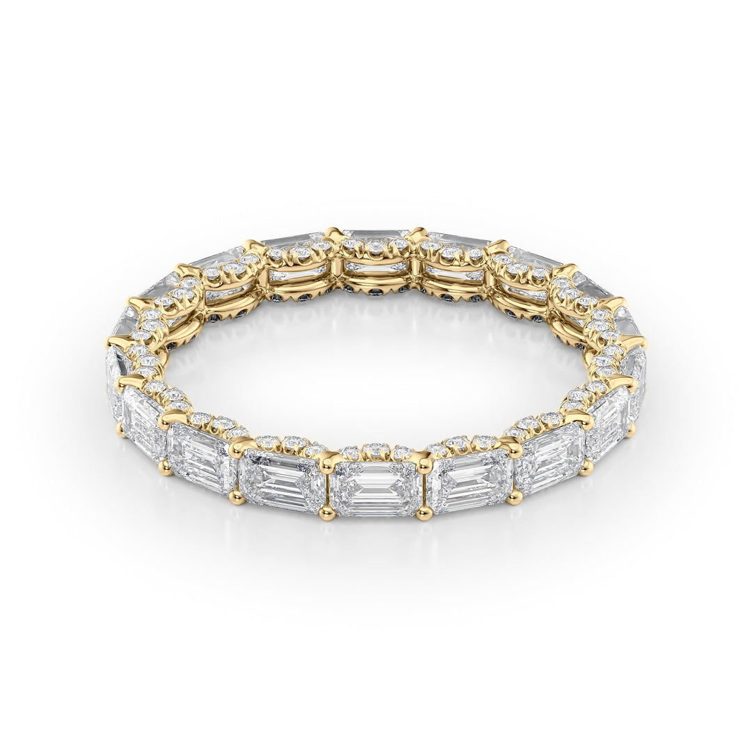 2.8ct East West Emerald U Pave Prong Eternity Eternity Rings 14K Gold Emerald Lab Diamonds#material_14k-gold