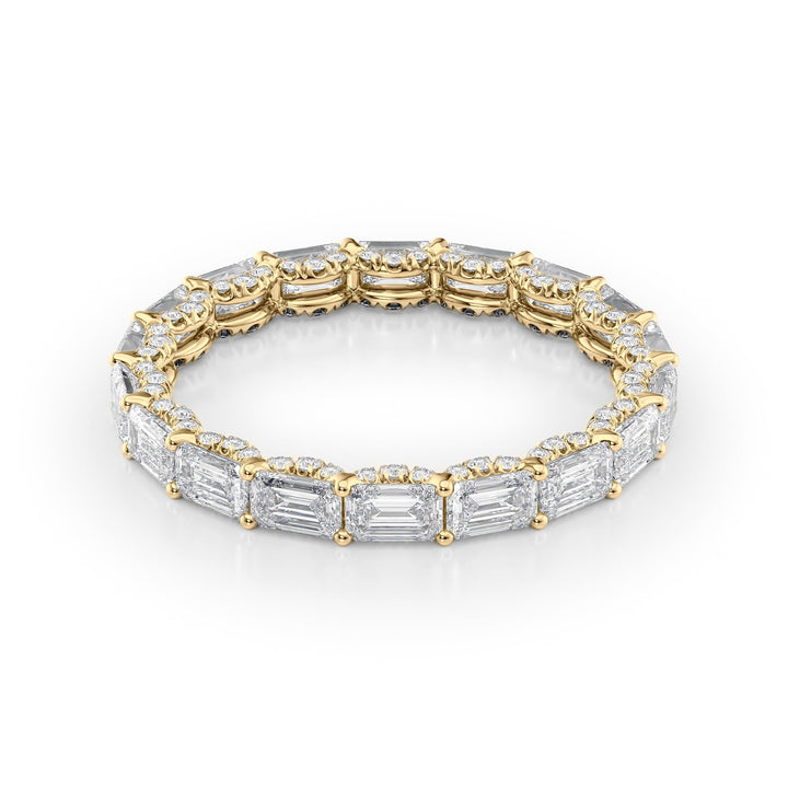 2.8ct East West Emerald U Pave Prong Eternity Eternity Rings 14K Gold Emerald Lab Diamonds#material_14k-gold