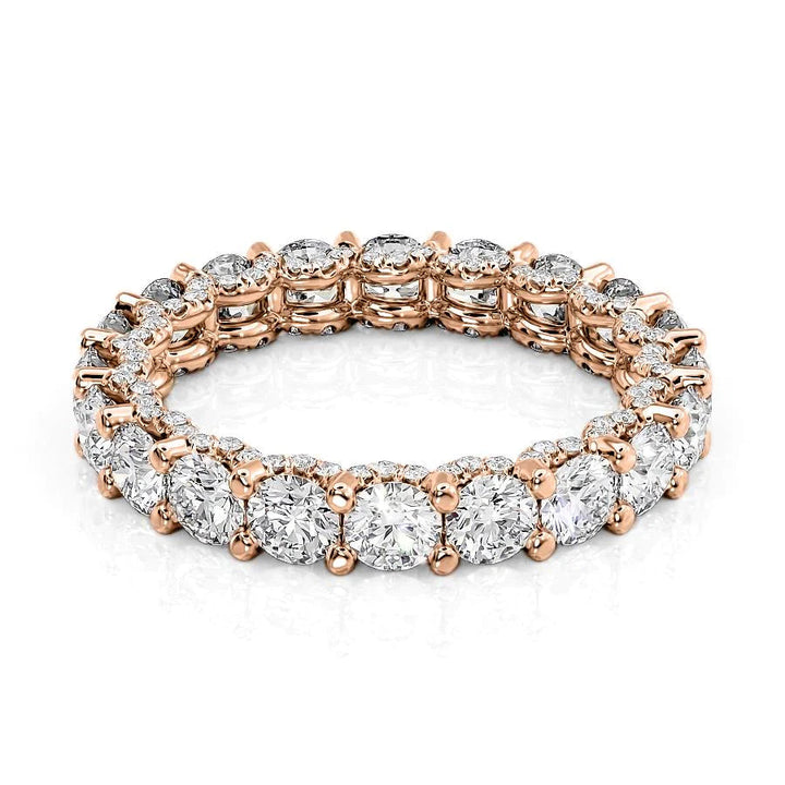 2.8ct Round U Pave Prong Eternity Eternity Rings 14K Rose Round Lab Diamonds#material_14k-rose