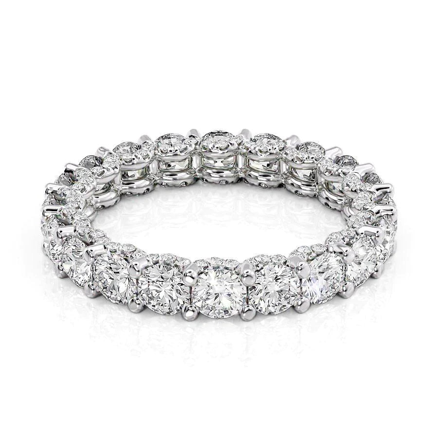 2.8ct Round U Pave Prong Eternity Eternity Rings 14K White Round Lab Diamonds#material_14k-white