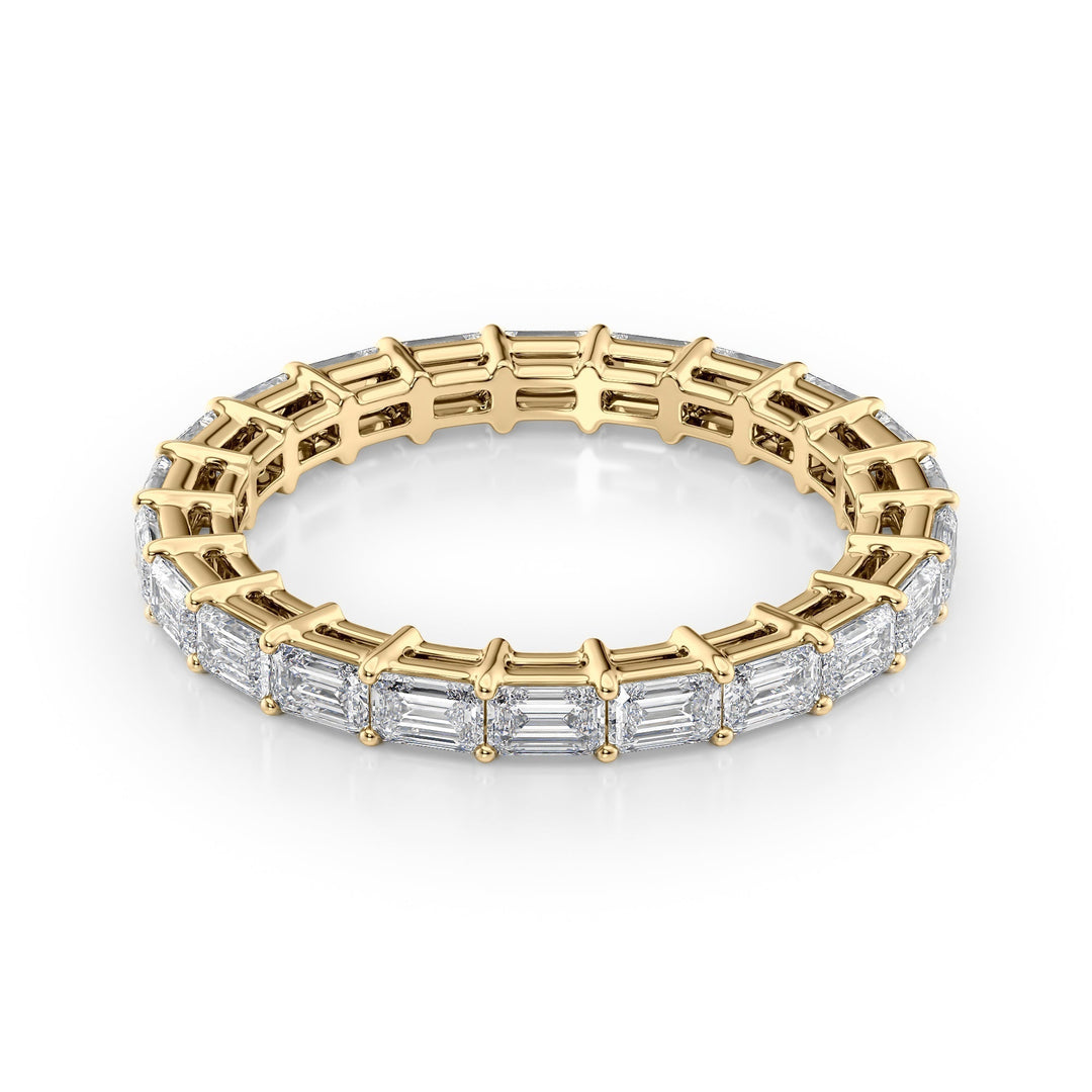 2ct East West Emerald Eternity Eternity Rings 14K Gold Emerald Lab Diamonds#material_14k-gold