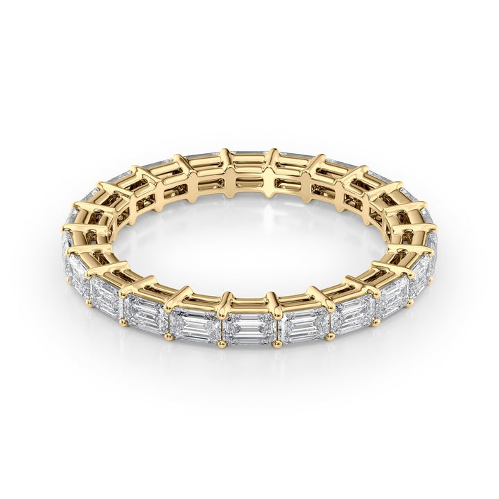 2ct East West Emerald Eternity Eternity Rings 14K Gold Emerald Lab Diamonds#material_14k-gold