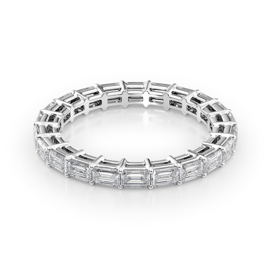 2ct East West Emerald Eternity Eternity Rings 14K White Emerald Lab Diamonds#material_14k-white