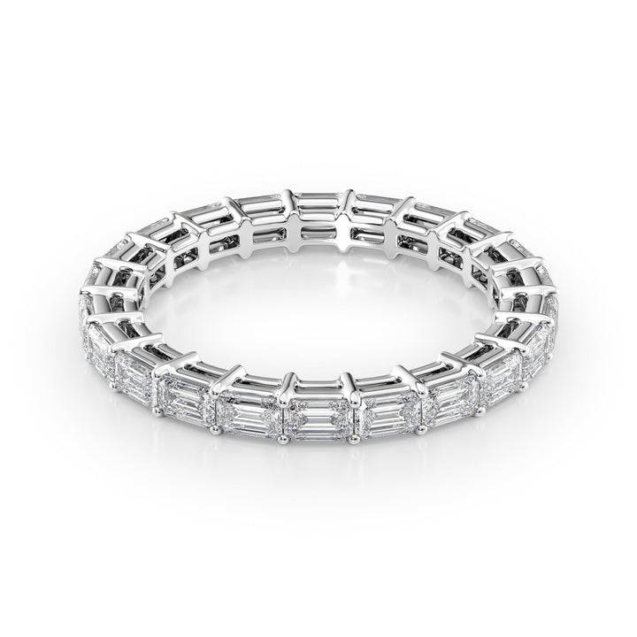 2ct East West Emerald Eternity Eternity Rings 14K White Emerald Lab Diamonds#material_14k-white