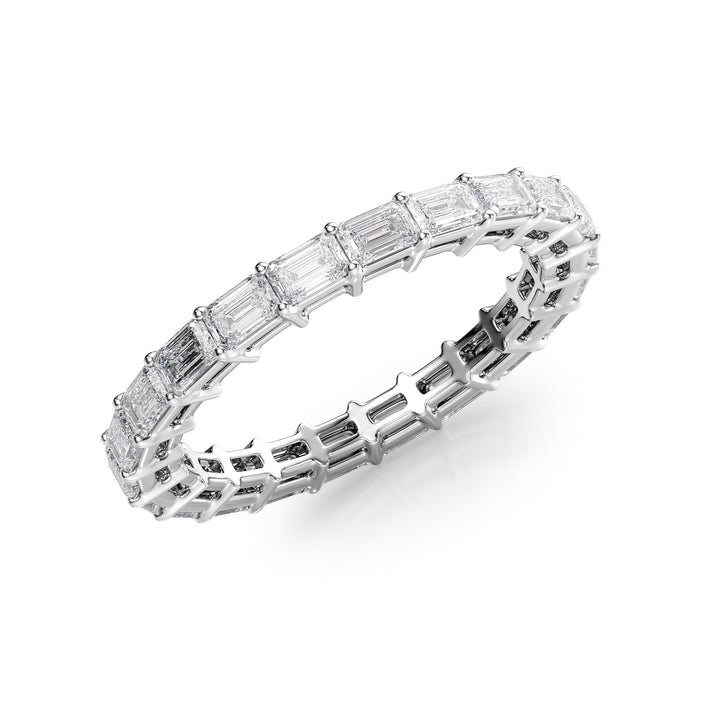 2ct East West Emerald Eternity Eternity Rings 14K White Emerald Lab Diamonds#material_14k-white