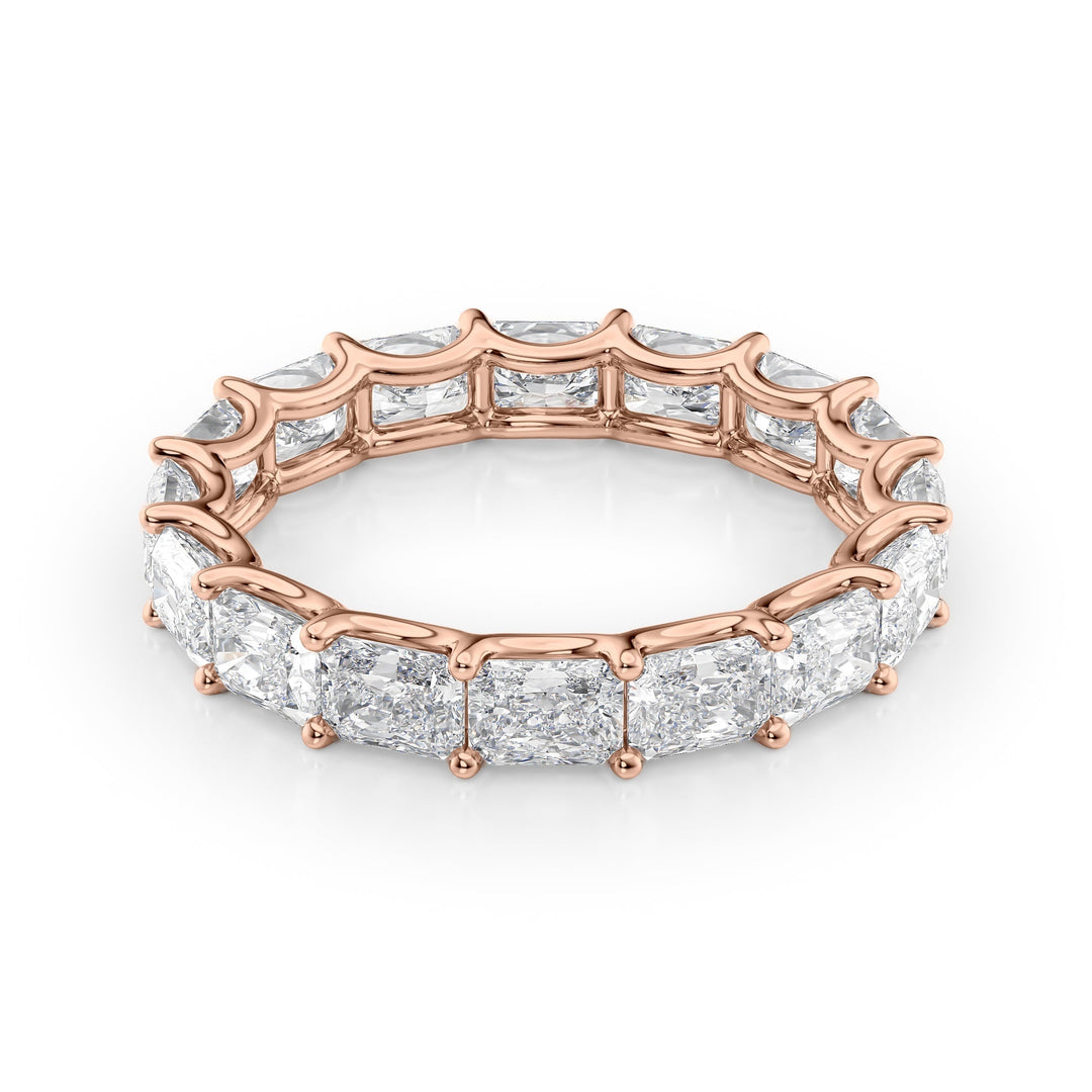 2ct East West Radiant U Prong Eternity Eternity Rings 18K Rose Radiant Lab Diamonds#material_18k-rose