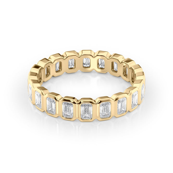 2ct Emerald Bezel Eternity Eternity Rings 14K Gold Emerald Lab Diamonds#material_14k-gold