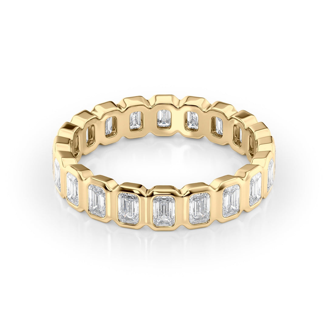 2ct Emerald Bezel Eternity Eternity Rings 18K Gold Emerald Lab Diamonds#material_18k-gold