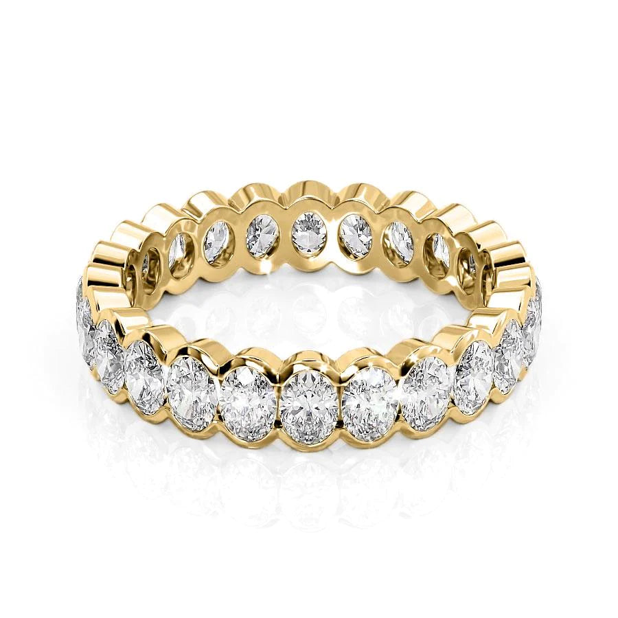 2ct Oval Half Bezel Eternity Eternity Rings 14K Gold Oval Lab Diamonds#material_14k-gold