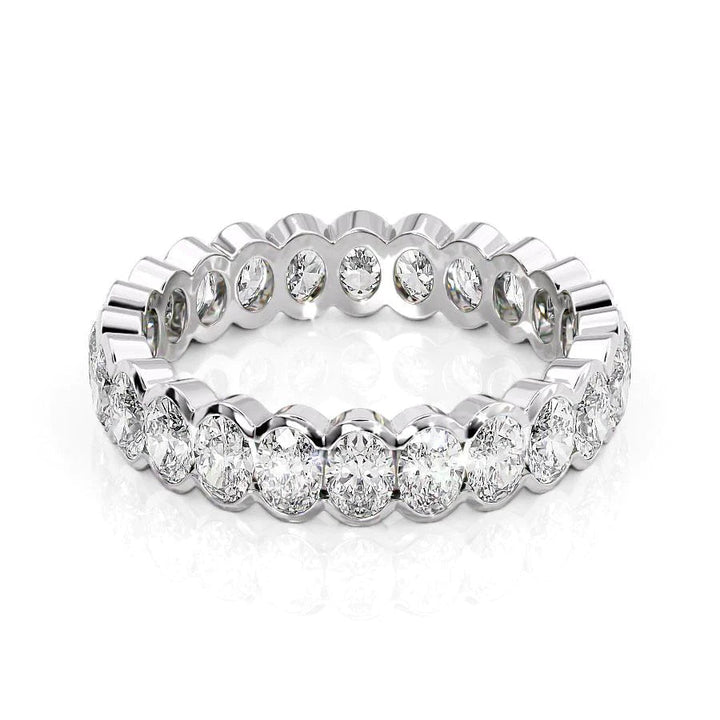 2ct Oval Half Bezel Eternity Eternity Rings 14K White Oval Lab Diamonds#material_14k-white