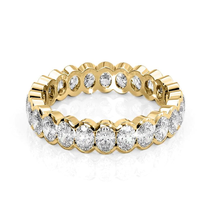 2ct Oval Half Bezel Eternity Eternity Rings 18K Gold Oval Lab Diamonds#material_18k-gold