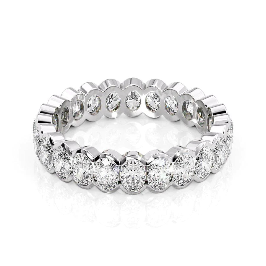 2ct Oval Half Bezel Eternity Eternity Rings 18K White Oval Lab Diamonds#material_18k-white