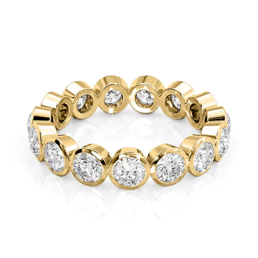 2ct Round Bezel Eternity Eternity Rings 14K Gold Round Lab Diamonds#material_14k-gold