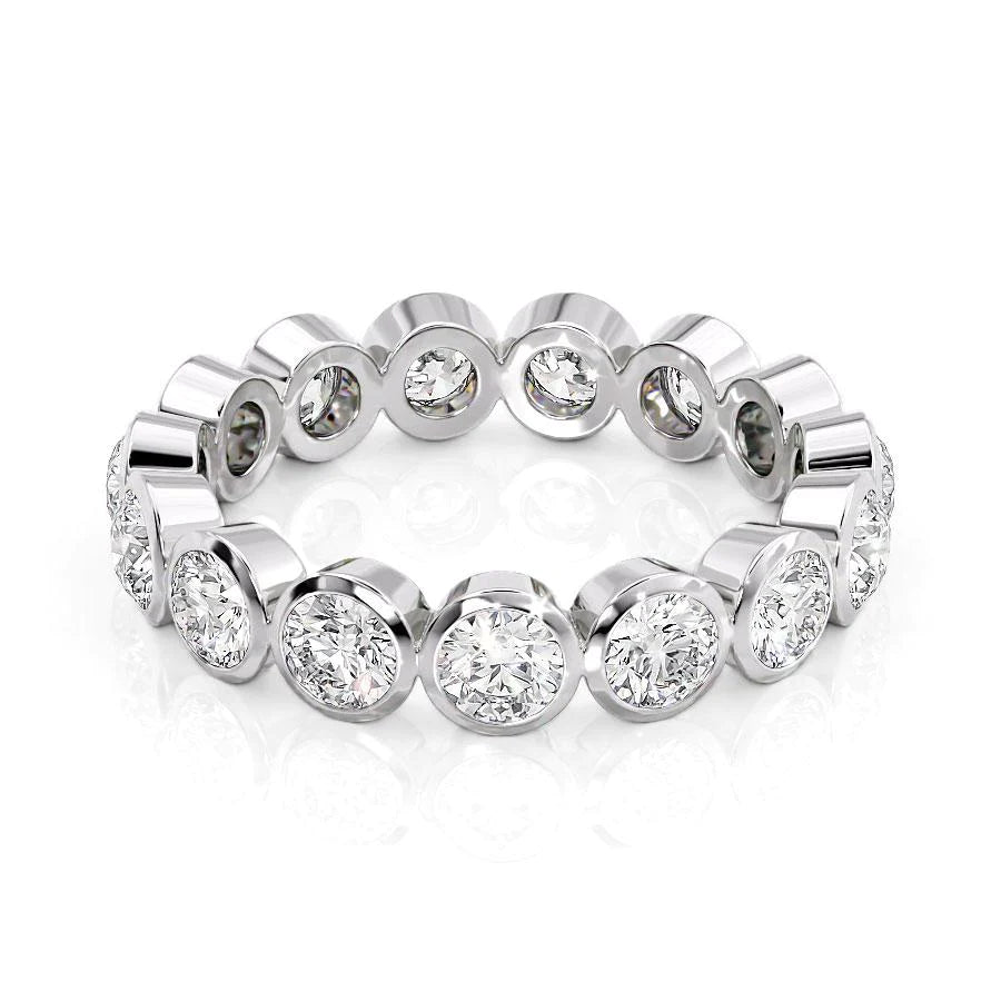 2ct Round Bezel Eternity Eternity Rings 18K White Round Lab Diamonds#material_18k-white