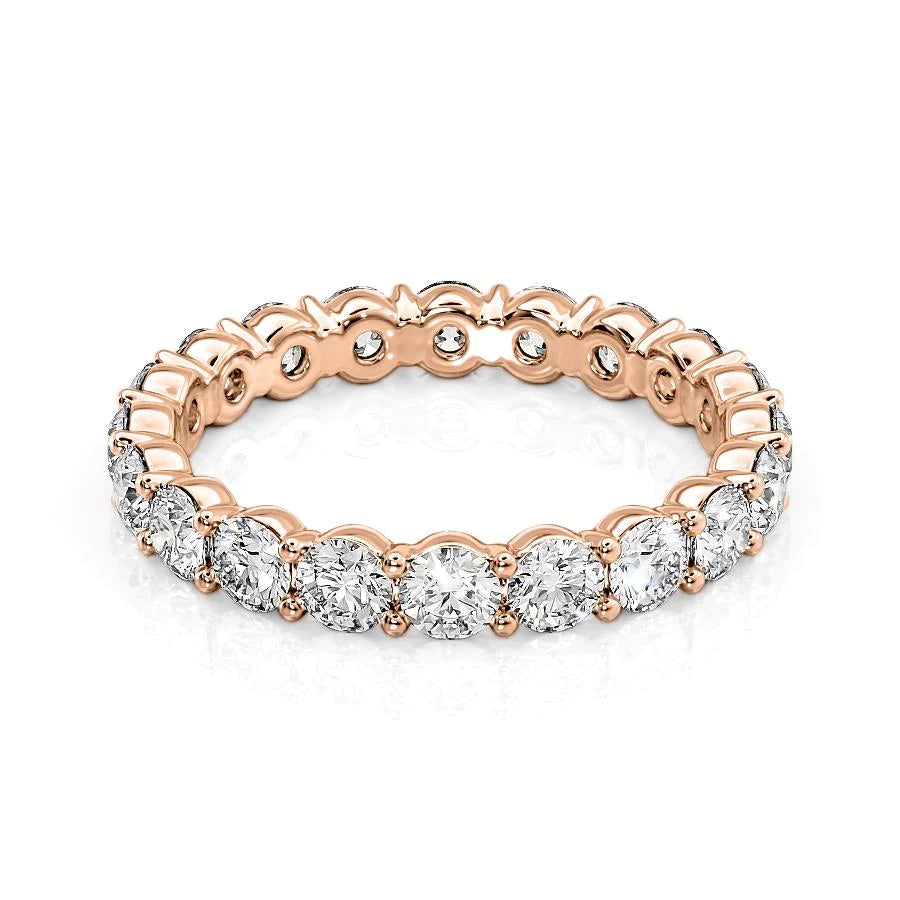 2ct Round Eternity Eternity Rings 14K Rose Round Lab Diamonds#material_14k-rose