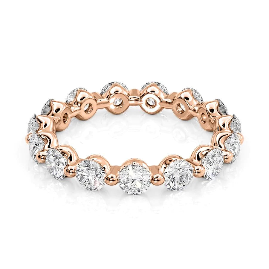 2ct Round Shared Prong Eternity Eternity Rings 14K Rose Round Lab Diamonds#material_14k-rose