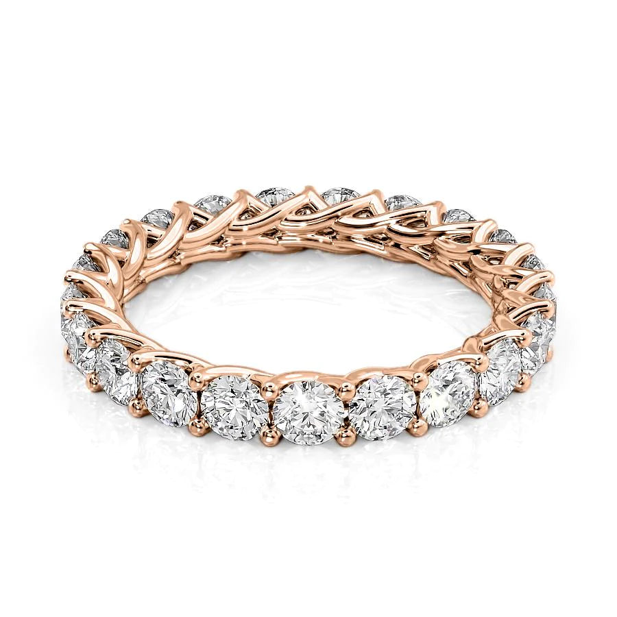 2ct Round Trellis Eternity Eternity Rings 14K Rose Round Lab Diamonds#material_14k-rose