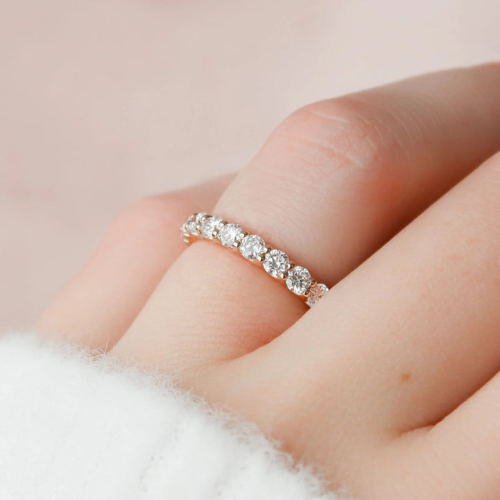 2ct Round Trellis Eternity Eternity Rings 14K Rose Round Lab Diamonds#material_14k-rose