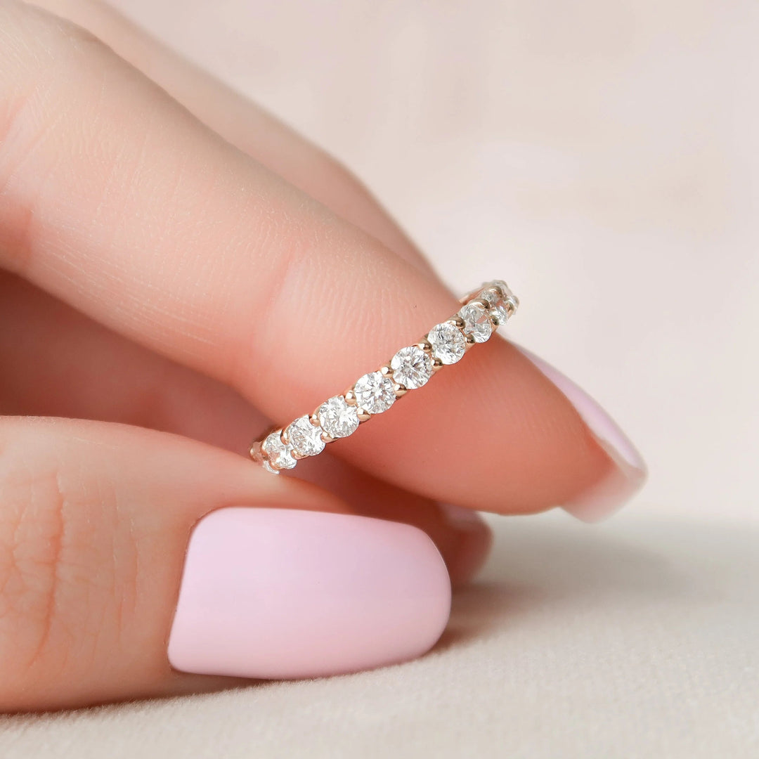 2ct Round Trellis Eternity Eternity Rings 14K Rose Round Lab Diamonds#material_14k-rose