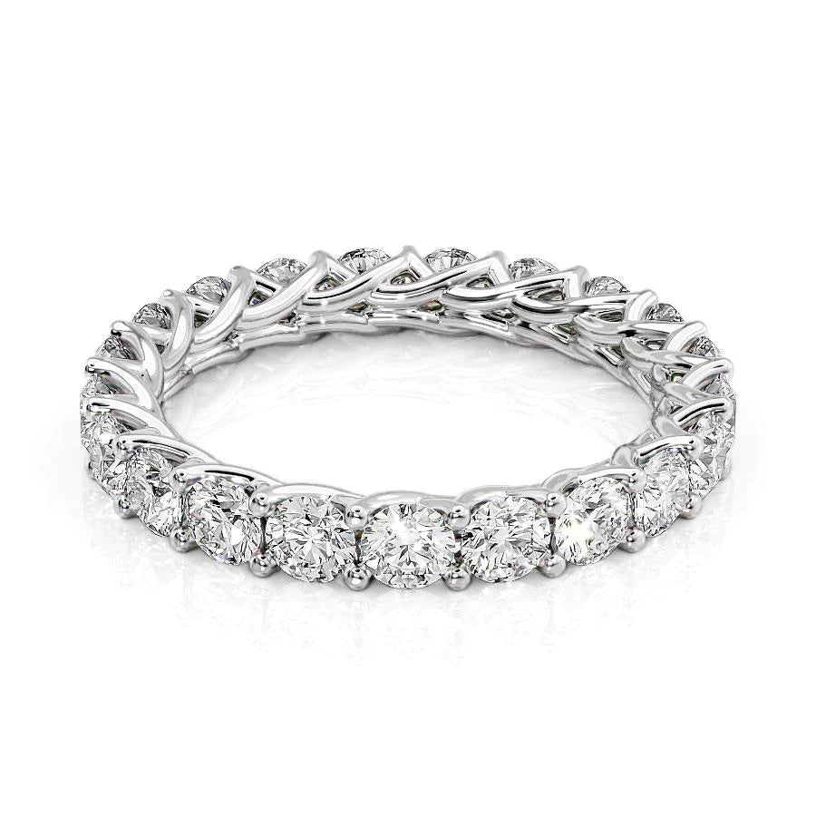 2ct Round Trellis Eternity Eternity Rings 14K White Round Lab Diamonds#material_14k-white