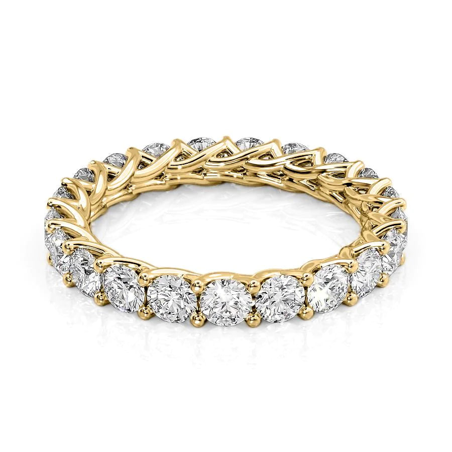 2ct Round Trellis Eternity Eternity Rings 18K Gold Round Lab Diamonds#material_18k-gold