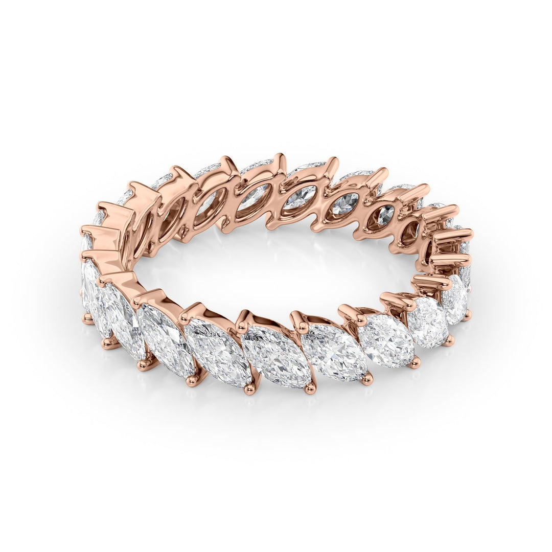 2ct Slanted Marquise Eternity Eternity Rings 14K Rose Marquise Lab Diamonds#material_14k-rose