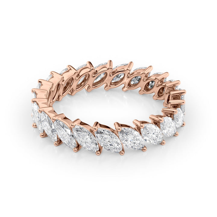 2ct Slanted Marquise Eternity Eternity Rings 14K Rose Marquise Lab Diamonds#material_14k-rose