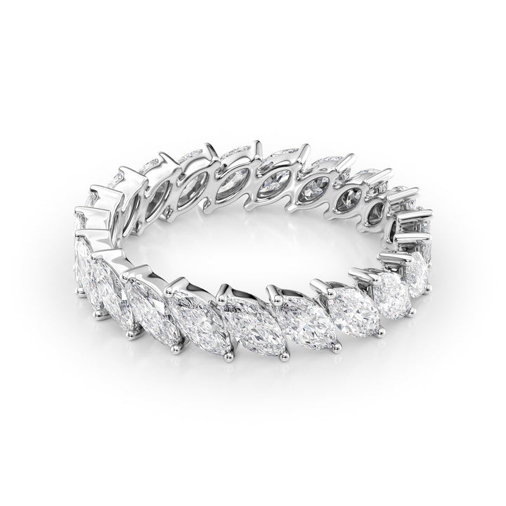 2ct Slanted Marquise Eternity Eternity Rings 18K White Marquise Lab Diamonds#material_18k-white