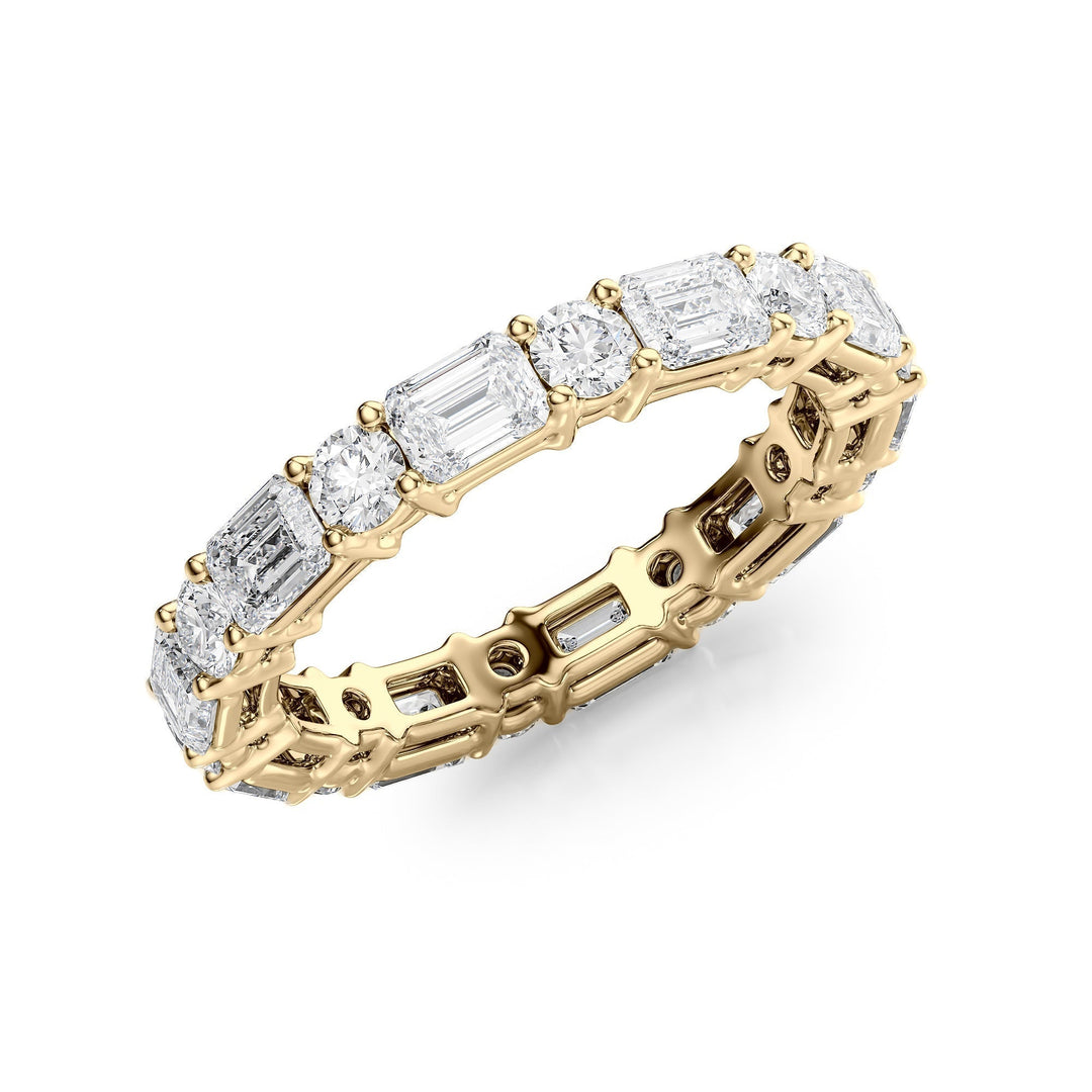 3.3ct Alternating Emerald and Round Basket Eternity Eternity Rings 14K Gold Emerald Lab Diamonds#material_14k-gold