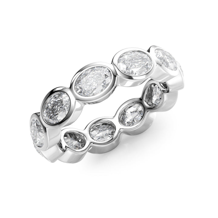 3.3ct East West Oval Bezel Eternity Eternity Rings 14K White Oval Lab Diamonds#material_14k-white