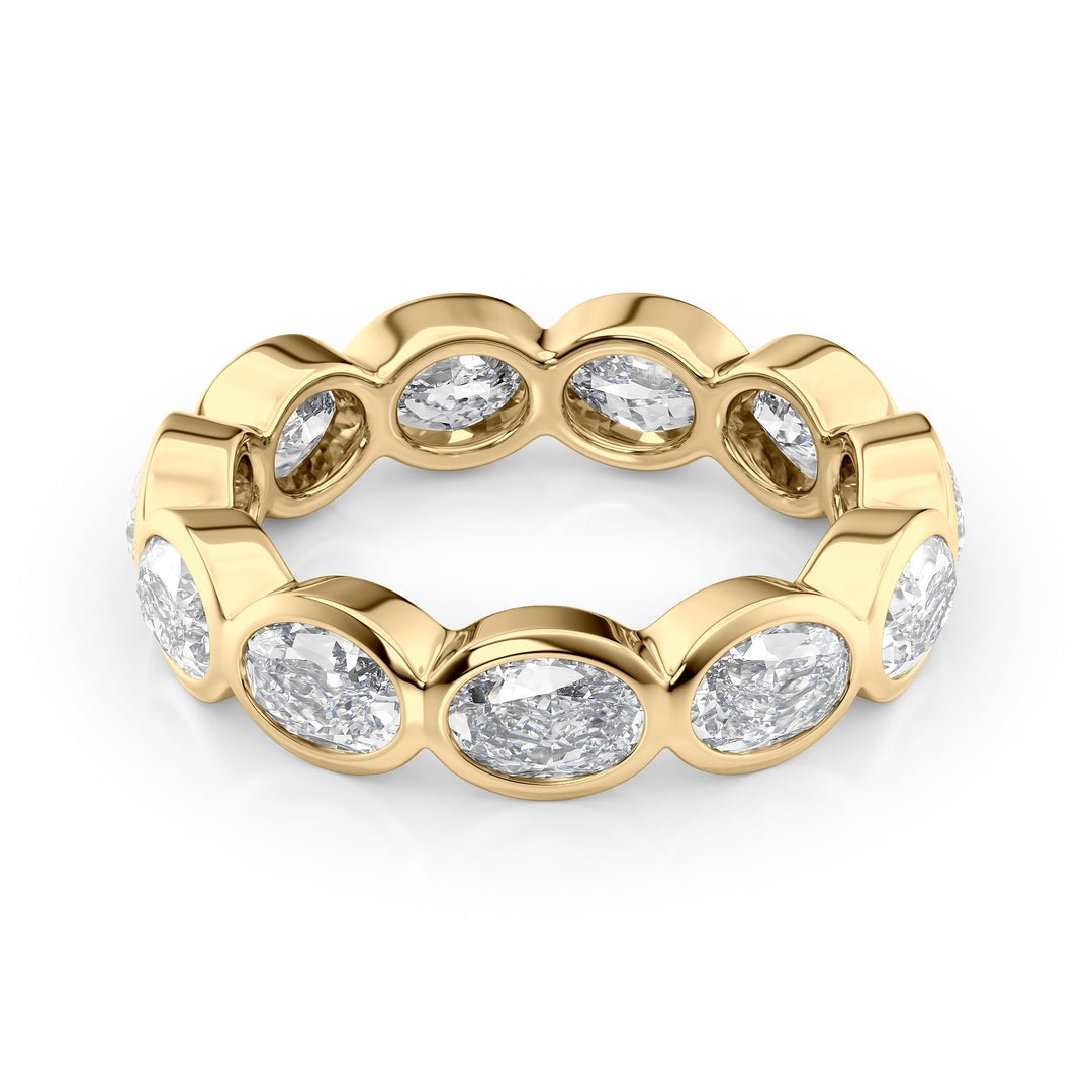 3.3ct East West Oval Bezel Eternity Eternity Rings 18K Gold Oval Lab Diamonds#material_18k-gold