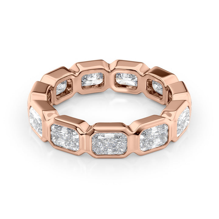 3.3ct East West Radiant Bezel Eternity Eternity Rings 14K Rose Radiant Lab Diamonds#material_14k-rose