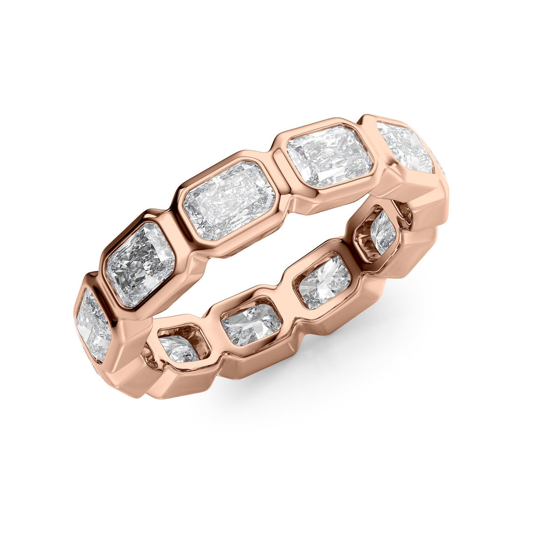 3.3ct East West Radiant Bezel Eternity Eternity Rings 14K Rose Radiant Lab Diamonds#material_14k-rose