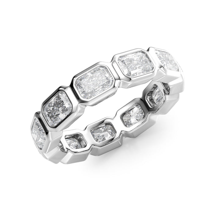 3.3ct East West Radiant Bezel Eternity Eternity Rings 14K White Radiant Lab Diamonds#material_14k-white