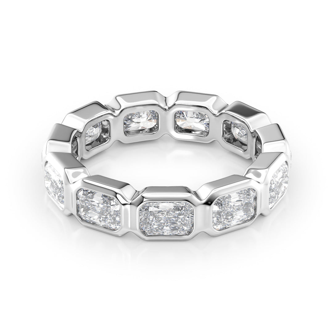 3.3ct East West Radiant Bezel Eternity Eternity Rings 18K White Radiant Lab Diamonds#material_18k-white