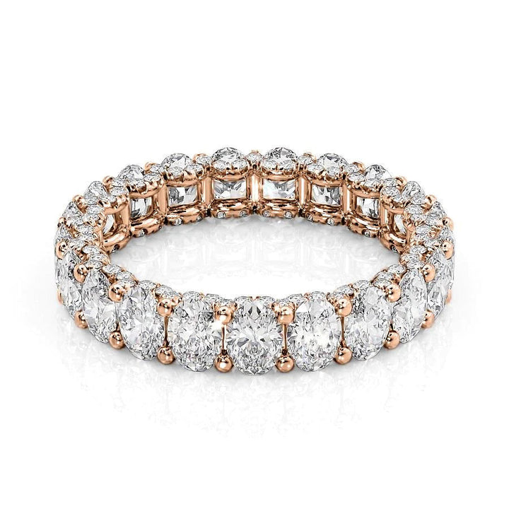 3.3ct Oval U Pave Prong Eternity Eternity Rings 14K Rose Oval Lab Diamonds#material_14k-rose