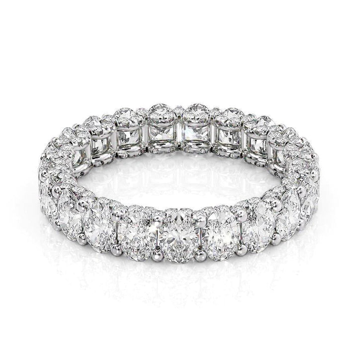 3.3ct Oval U Pave Prong Eternity Eternity Rings 14K White Oval Lab Diamonds#material_14k-white