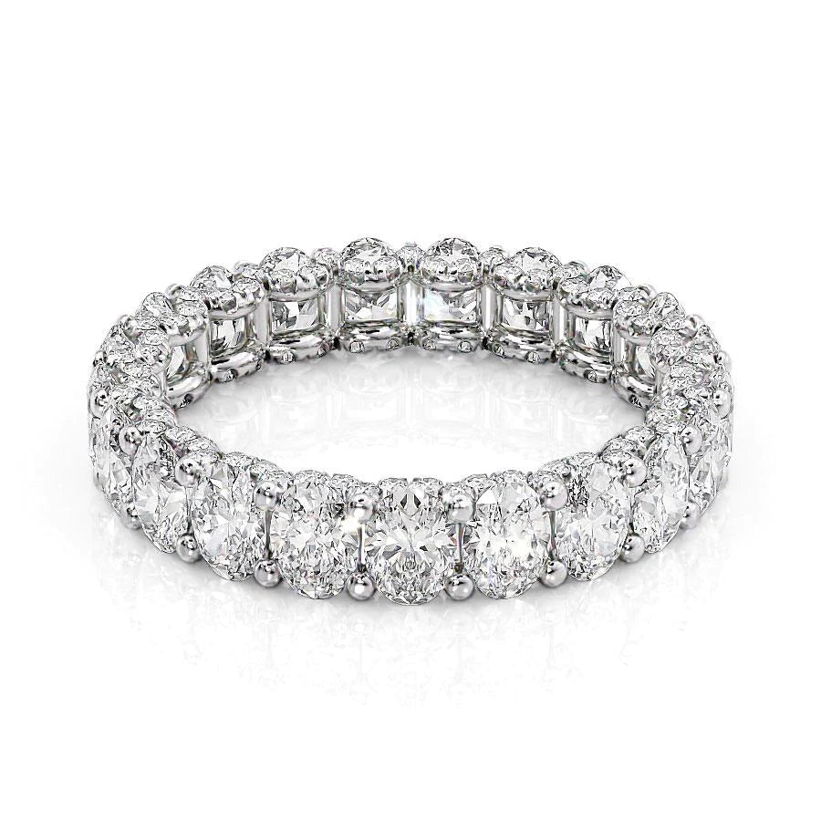 3.3ct Oval U Pave Prong Eternity Eternity Rings 18K White Oval Lab Diamonds#material_18k-white