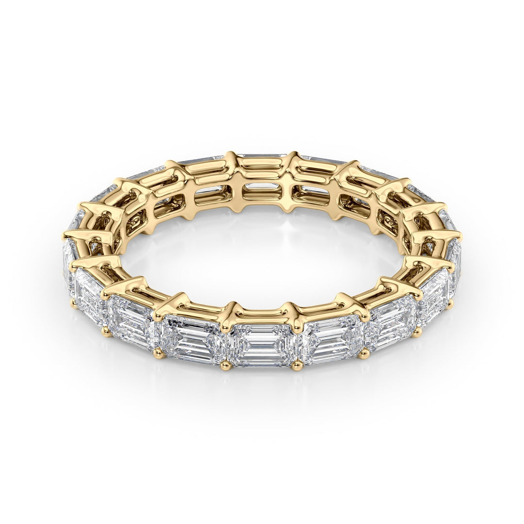 3.5ct East West Emerald Eternity Eternity Rings 14K Gold Emerald Lab Diamonds#material_14k-gold