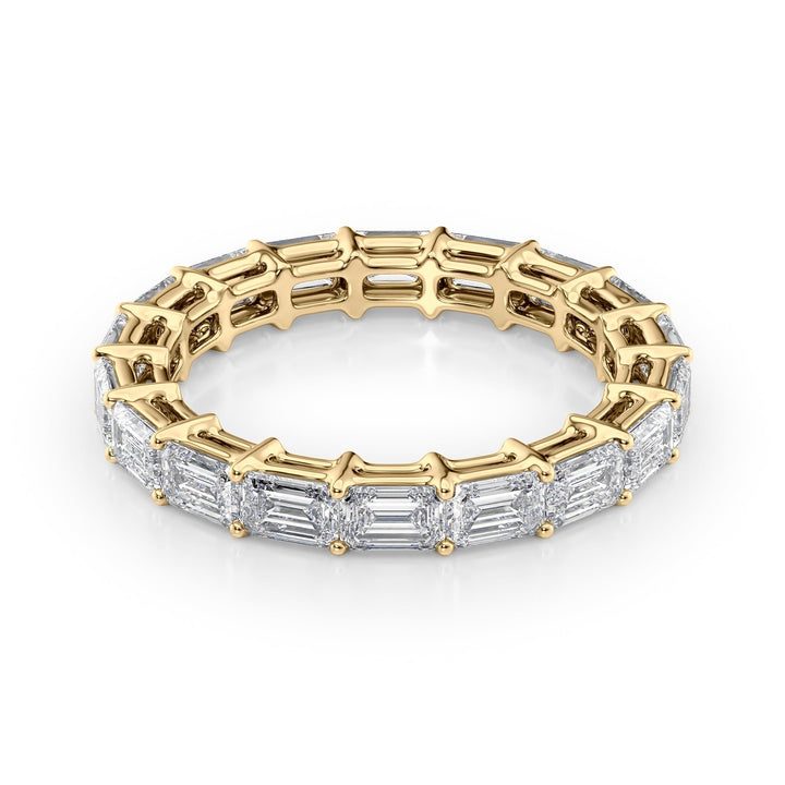 3.5ct East West Emerald Eternity Eternity Rings 14K Gold Emerald Lab Diamonds#material_14k-gold