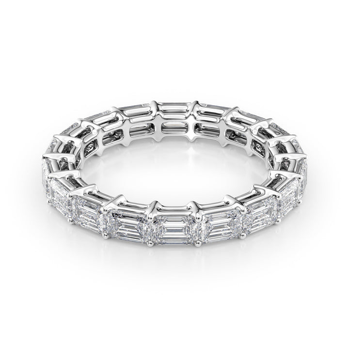 3.5ct East West Emerald Eternity Eternity Rings 14K White Emerald Lab Diamonds#material_14k-white