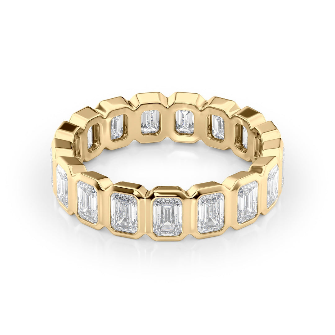 3.5ct Emerald Bezel Eternity Eternity Rings 14K Gold Emerald Lab Diamonds#material_14k-gold