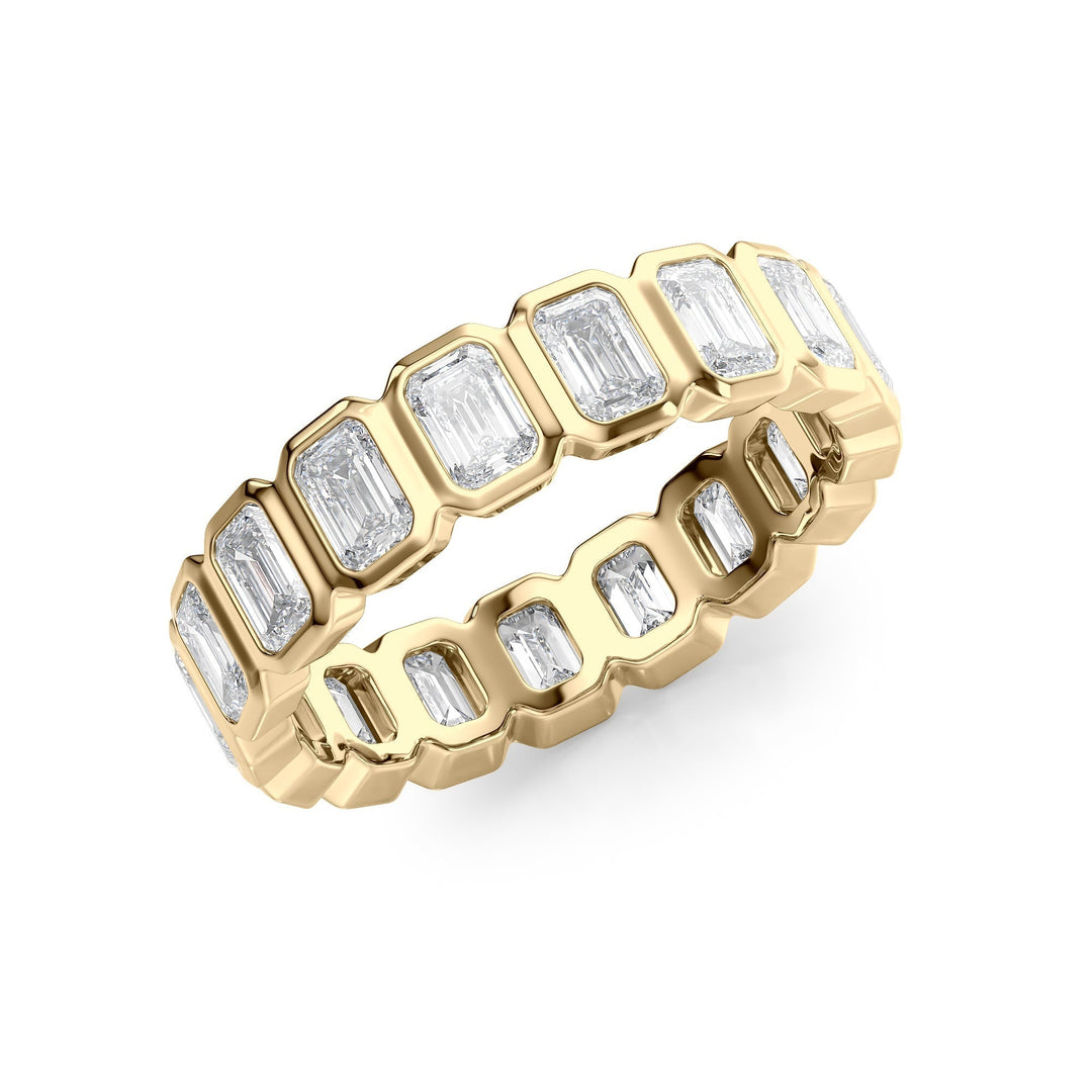 3.5ct Emerald Bezel Eternity Eternity Rings 14K Gold Emerald Lab Diamonds#material_14k-gold