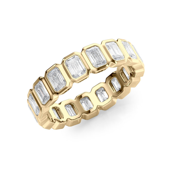 3.5ct Emerald Bezel Eternity Eternity Rings 18K Gold Emerald Lab Diamonds#material_18k-gold