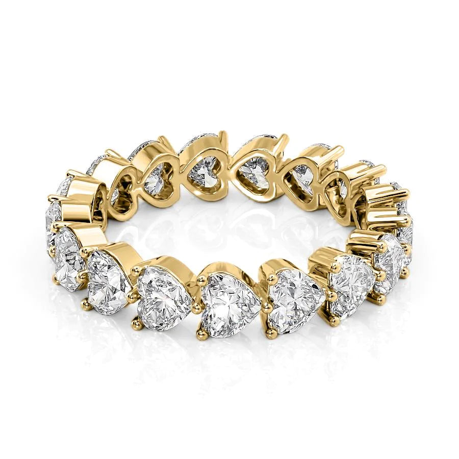 3.5ct Heart Shared Prong Eternity Eternity Rings 14K Gold Heart Lab Diamonds#material_14k-gold