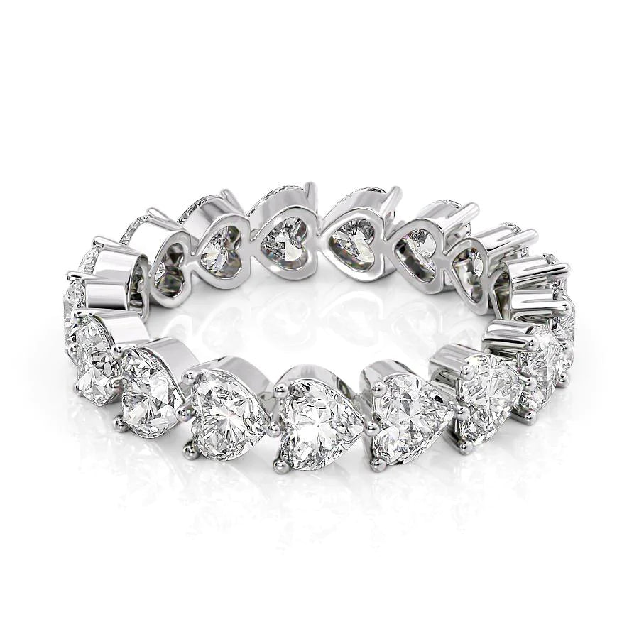 3.5ct Heart Shared Prong Eternity Eternity Rings 14K White Heart Lab Diamonds#material_14k-white