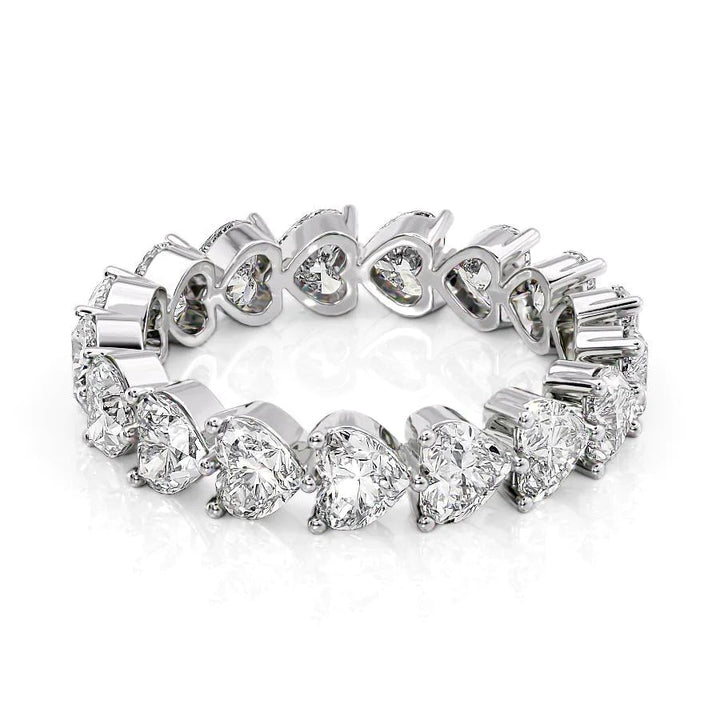 3.5ct Heart Shared Prong Eternity Eternity Rings 18K White Heart Lab Diamonds#material_18k-white