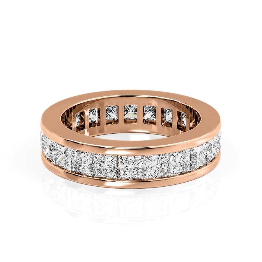 3.5ct Princess Channel Eternity Eternity Rings 14K Rose Princess Lab Diamonds#material_14k-rose