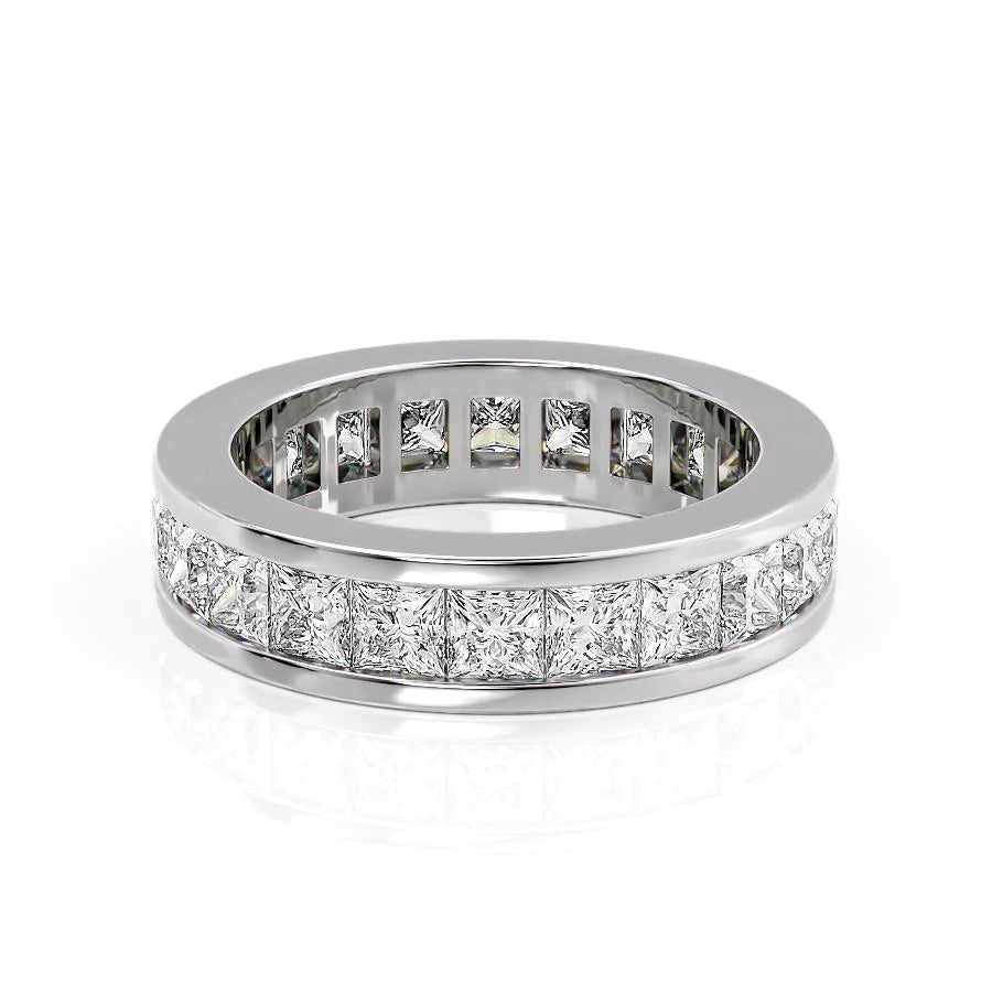 3.5ct Princess Channel Eternity Eternity Rings 14K White Princess Lab Diamonds#material_14k-white